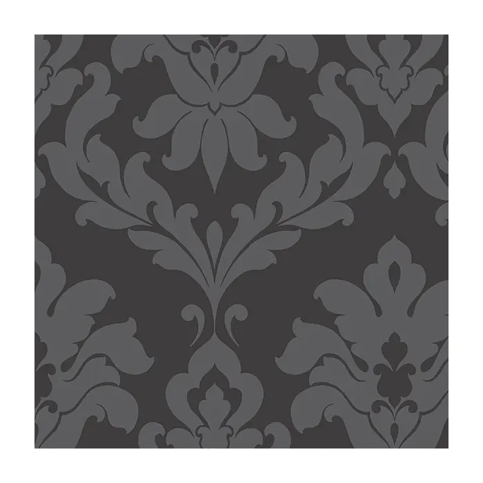 Plaza Damask Wallpaper Black Norwall Wallcovering VG26227P