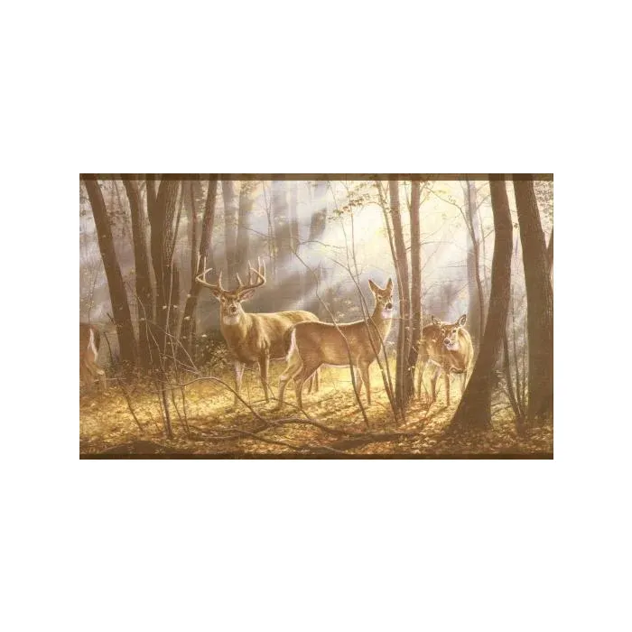 Deer Forest Scene Wallpaper Border