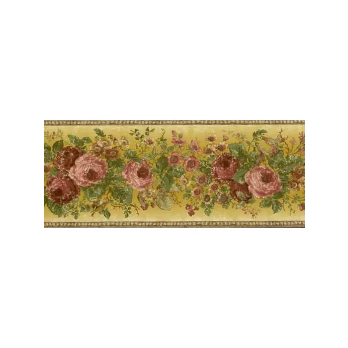 Roses and Mixed Flowers Wallpaper Border