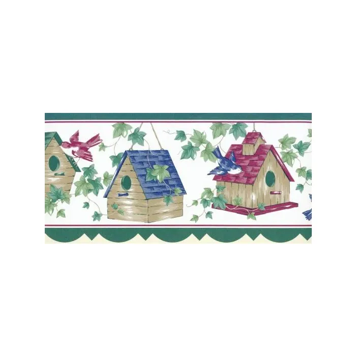 Country Birdhouse Wallpaper Border