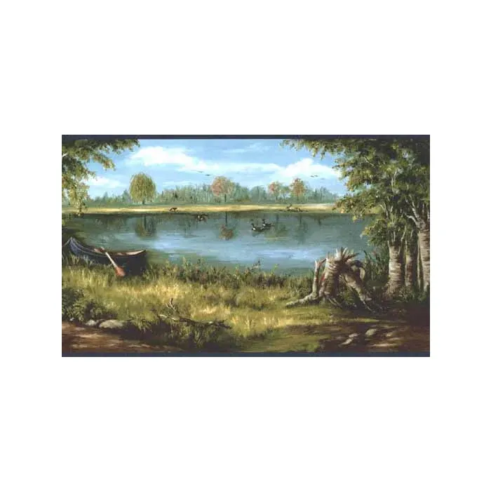 Rowboat on the Lake Wallpaper Border