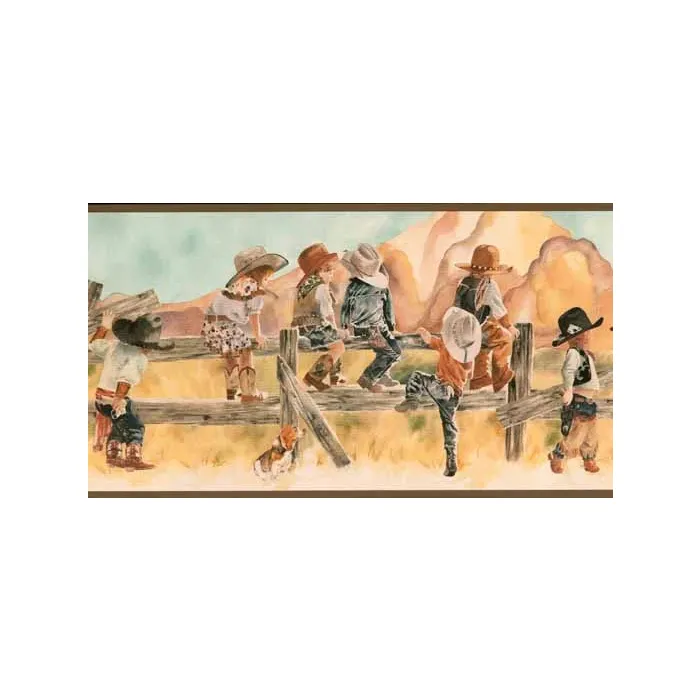 Brown Little Cowgirl and Cowboy Wallpaper Border WS5900B
