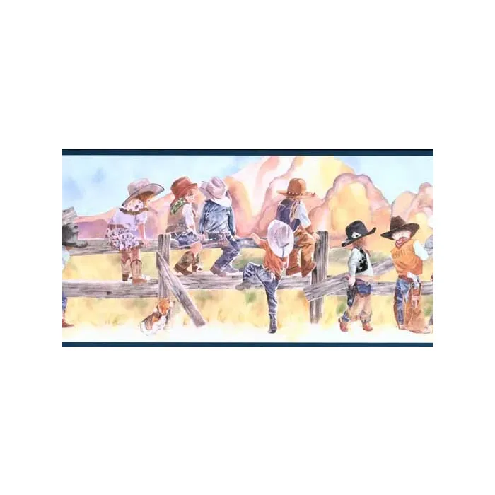 Blue Little Cowgirl and Cowboy Wallpaper Bord