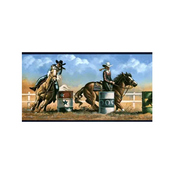 Cowgirl Barrel Racing Wall Paper Border