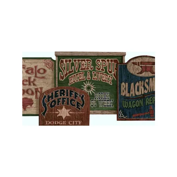 Old West Signs Die Cut Wall Paper Border