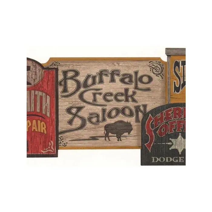 Old West Signs Wall Paper Border WS5964B