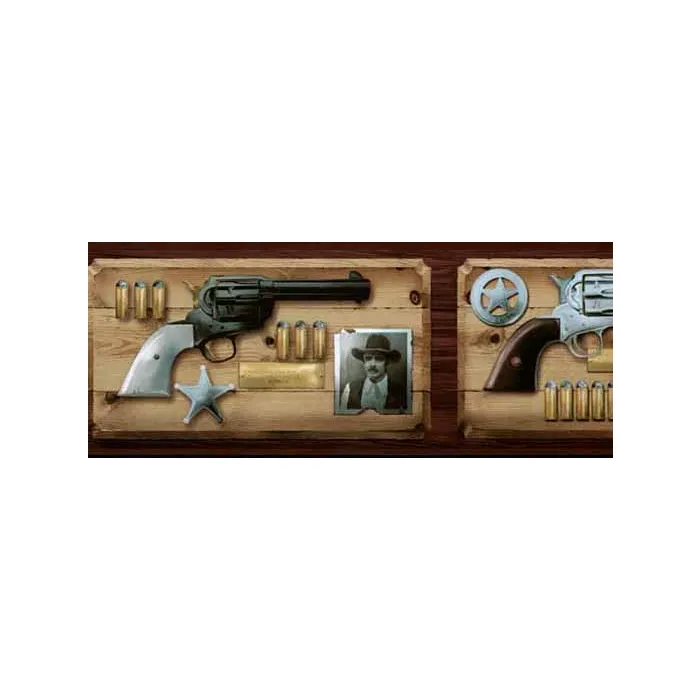 Burgundy Old West Ammo Wallpaper Border