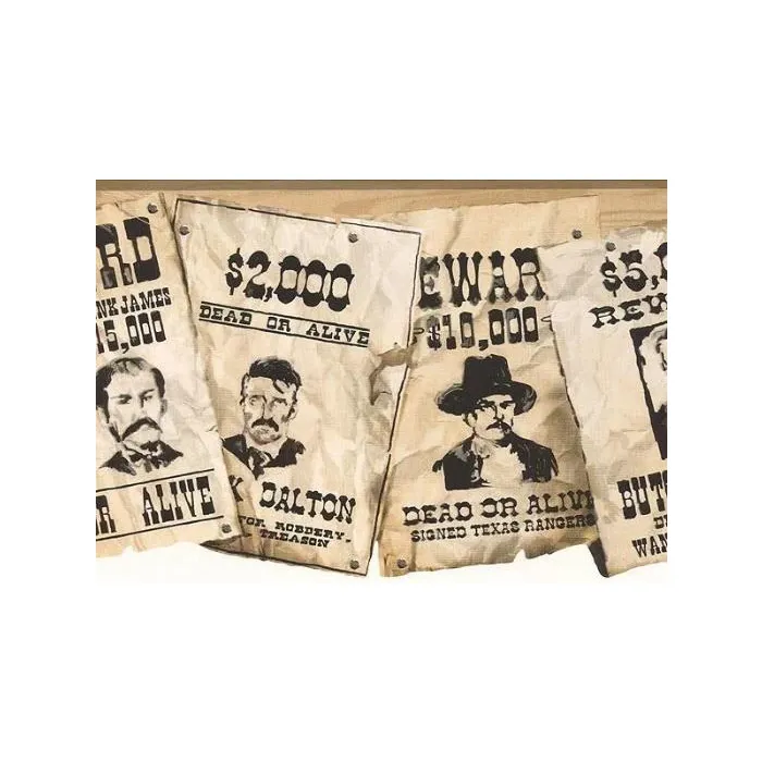 Old West Wanted Posters Wall Paper Border 