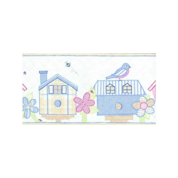 Yellow Quilted Houses Wallpaper Border