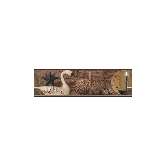 Welcome Home Swan On Brick Border - York Wallcoverings