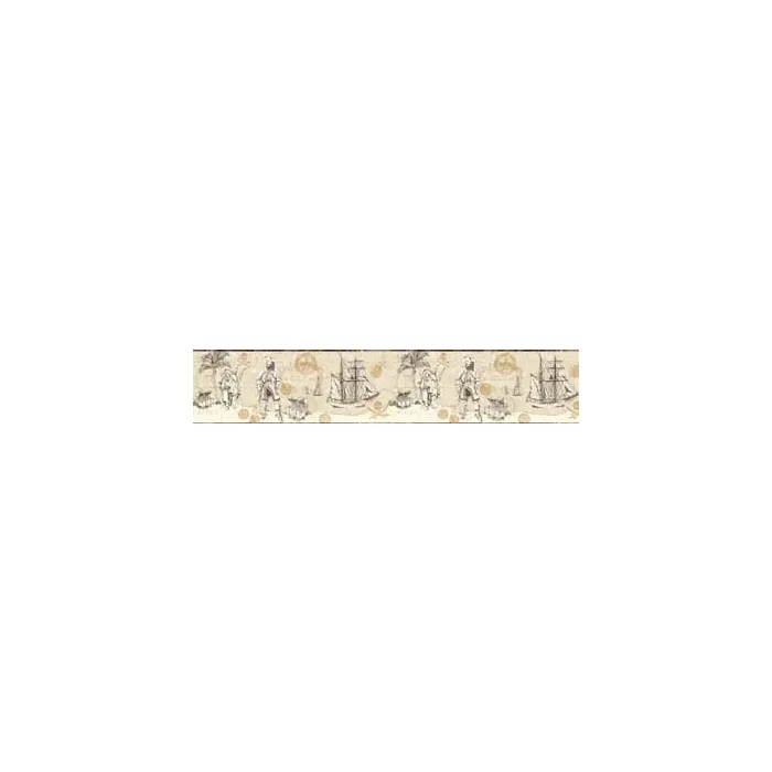 Boys Will Be Boys Beige Export Pirate Map Border ZB3100B