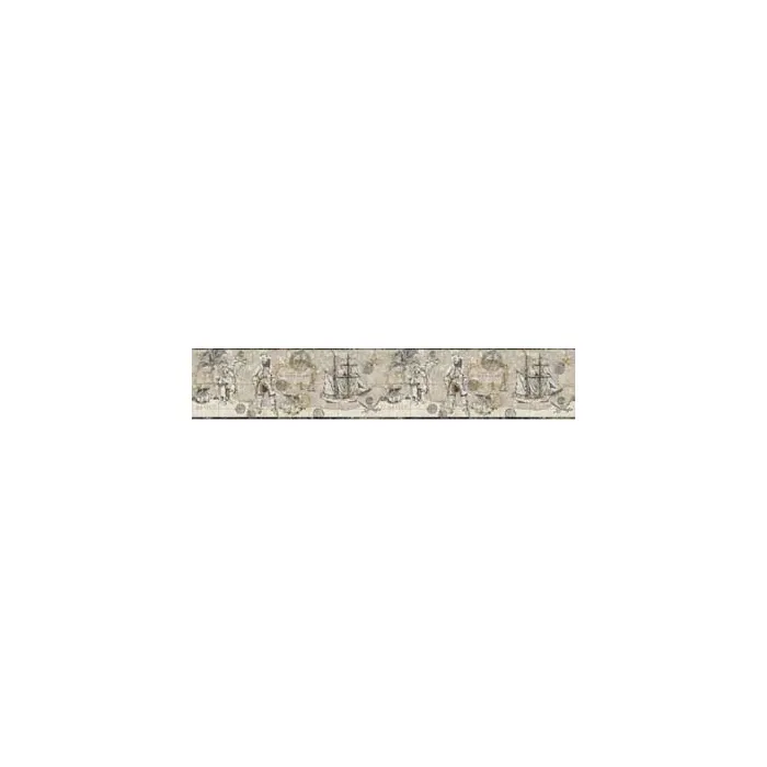 Boys Will Be Boys Charcoal Pirate Map Border  ZB3101B