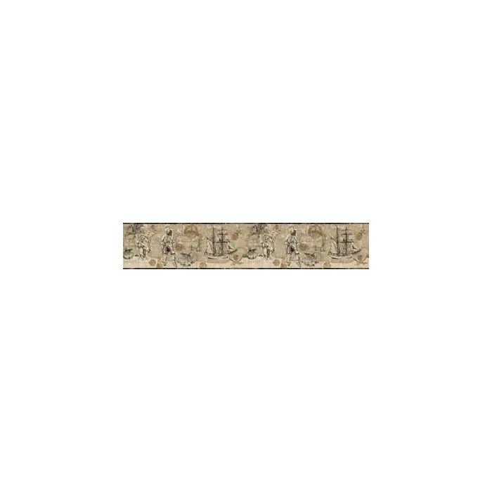 Boys Will Be Boys Beige Nautical Pirate Map Border ZB3102B