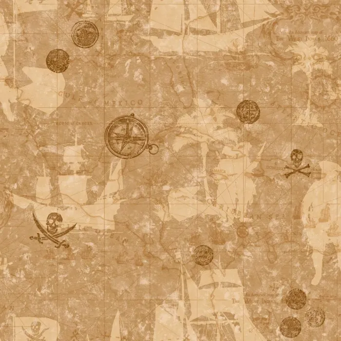Boys Will Be Boys Tan Pirate Map Wallpaper ZB3109