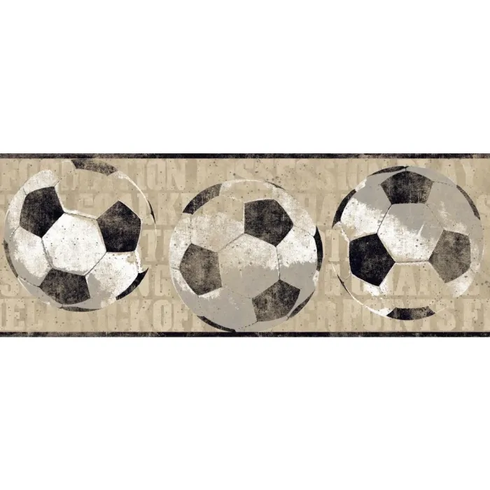 Boys Will Be Boys Tan Soccer Ball Wallpaper Border ZB3170BD