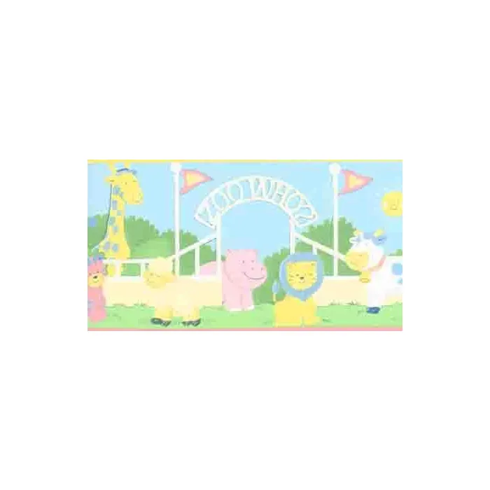 Pink Animals at the Zoo Wallpaper Border