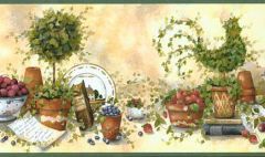 Green English Tea Garden Wallpaper Border