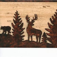 Forest Animals Brown Silhouette Wallpaper Border -  Chesapeake Wallcovering