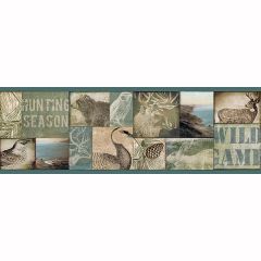 Trumball Wild Game Collage Border - Chesapeake Wallcovering