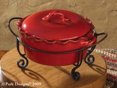 Park Designs Round Covered Baker Caddy Brown Burl Finish