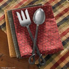 Forged Loop Serving Set Brown Burl Finish