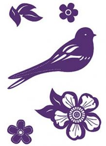 Purple Songbird Silhouette Wallies