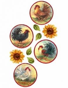 Sunflowers and Rooster Vinyl Decal Wallies