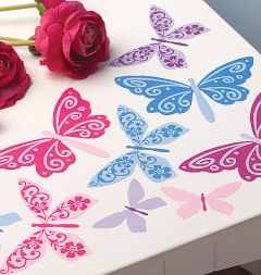 Colorful Flutterbyes Vinyl Decal Wallies