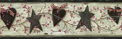 Hearts, Stars & Pip Berries Wallpaper Border - Chesapeake Wallcovering