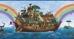 Noah's Ark & Rainbows Walllpaper Border - Chesapeake Wallcovering