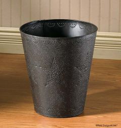 Star Punched Waste Basket Blk