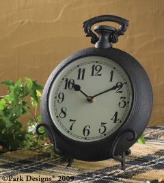 Pocket Watch Clock W easel Blk