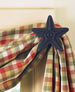 Star Design Metal Curtain Hooks - Pair Of 2