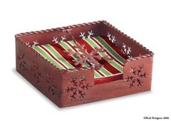 Snowflake Bev Nap Hldr Red