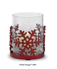 Red Snowflake Votive Hldr