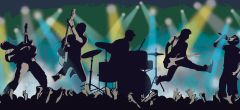 Jagger Blue Rock Show Silhouette Wallpaper Border Chesapeake BBC94152B