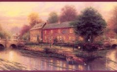 Kinkade Village Bridges Wallpaper Border AKA 30882210B