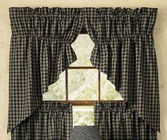 Park Designs Sturbridge Black Lined Gathered Curtain Swag 72in x 63in