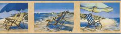 Beach Chair Ocean Scene Wallpaper Border - Imperial