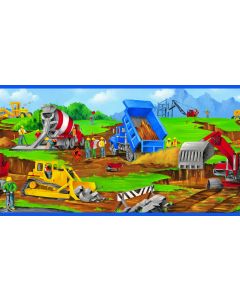 Berry Blue Construction Site Portrait Wallpaper Border Chesapeake BBC83161B