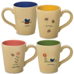 Birds and Bees Live, Laugh, Love and Be Happy Mugs Set of 4