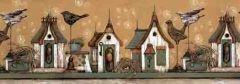 Decorative Birds and Birdhouse Border