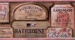 Pink Bathroom Signs Wallpaper Border - 1 roll left