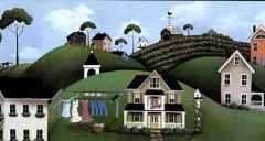Rolling Hills and Farm Houses Wallpaper Border