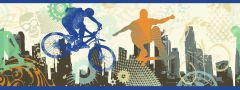 Shawn Grey Extreme Silhouettes Wallpaper Border Chesapeake BBC46322B