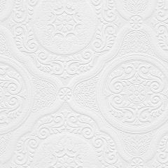 Jacobean Tile Paintable Wallpaper White Norwall Wallcovering 48932