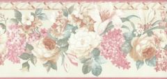 Mixed Hanging Flower & Lattice Wallpaper Border - Sunworthy