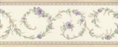 Swirling Purple Flower Vine Wallpaper Border - Sunworthy