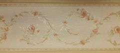 Pink Flowers On Green Vine Textured Wallpaper Border - Imperial