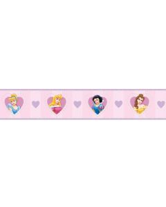 Blue Mountain Wallcoverings DS026296 Princess Heart Cameo Self-Stick Wall Border, 5-Inch by 15-Foot